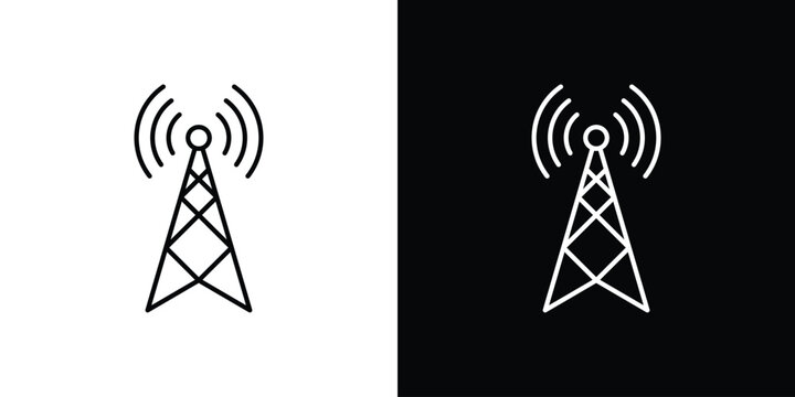 Broadcast icons vector symbol with editable stroke lines for web designs