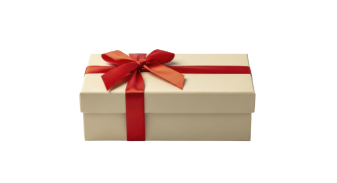 Christmas gift box with red ribbon and bow on a transparent background PNG image