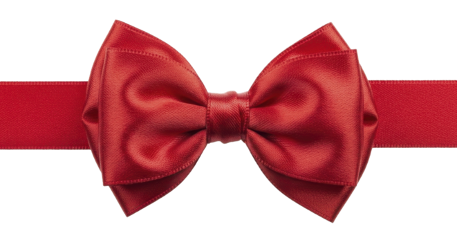 Vibrant red satin gift bow for celebration on a transparent background, PNG image, PNG file