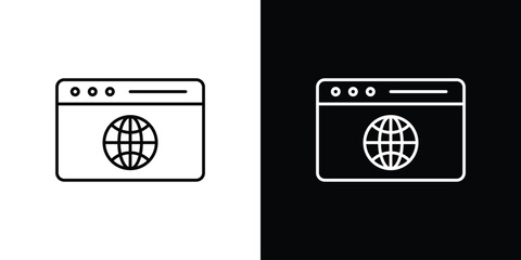 Browser icons vector symbol with editable stroke lines for web designs