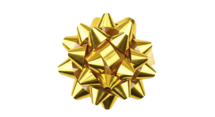Golden metallic Christmas gift bow for holiday celebration on a transparent background PNG file