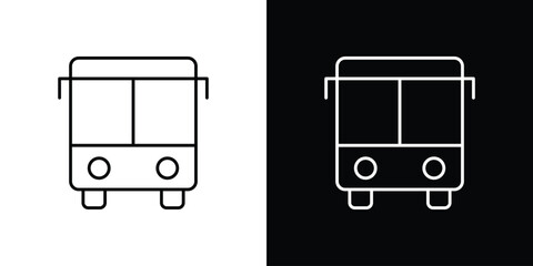 Bus icons vector symbol with editable stroke lines for web designs