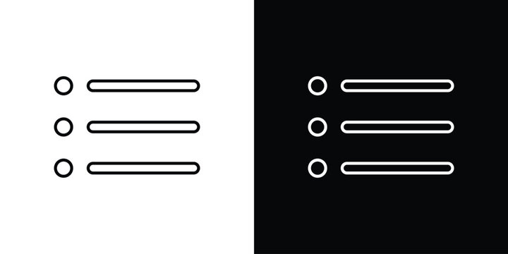 Bulleted list icons vector symbol with editable stroke lines for web designs