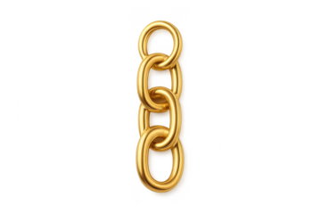 Golden chain links connecting on transparent background