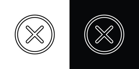 Cancel icons vector symbol with editable stroke lines for web designs