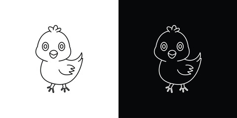 Chick icons vector symbol with editable stroke lines for web designs
