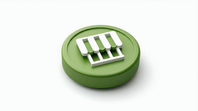Green button with white design on white background.