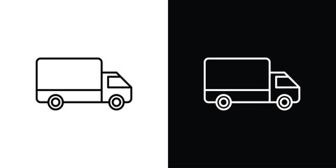 Delivery van icons vector symbol with editable stroke lines for web designs