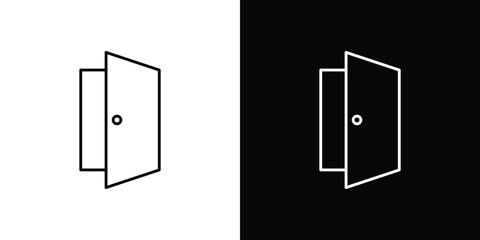 Door icons vector symbol with editable stroke lines for web designs