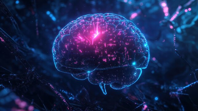 AI-powered Futuristic Holographic Brain Scanning Interface