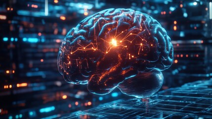 Brain-machine Interface Concept with Neural AI Network.