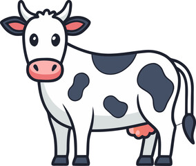   Cow full body icon, simple outline style, white background
