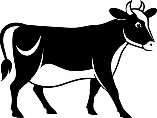 Cow walking silhouette, clean vector