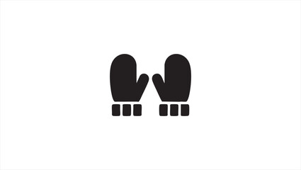 Pair of black mittens icon representing warmth and winter protection, perfect for cold weather apparel and accessories graphics