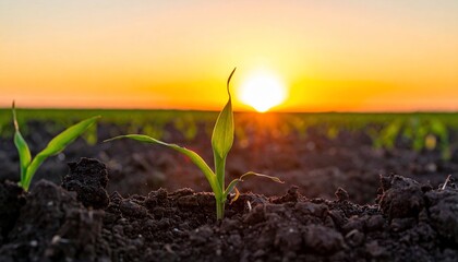 Sunrise over budding crops symbolizing growth, nature, and the promise of a harvest season