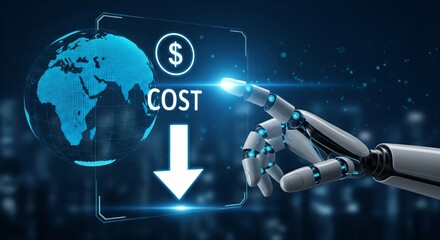 Robot Hand Interacting With Digital Cost Reduction Interface and Global Hologram