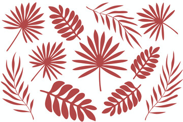 Various terracotta leaves and fan palms create a calm, simple, and tropical pattern