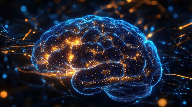 AI-powered Cyber Brain with Luminous Electric Flow - Powered by Adobe