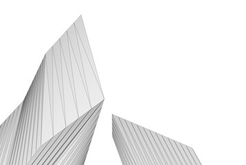 Abstract building 3d illustration. Architectural background 