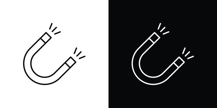 Magnet icons vector symbol with editable stroke lines for web designs