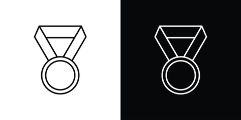 Medal icons vector symbol with editable stroke lines for web designs