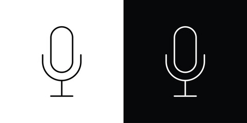 Microphone icons vector symbol with editable stroke lines for web designs