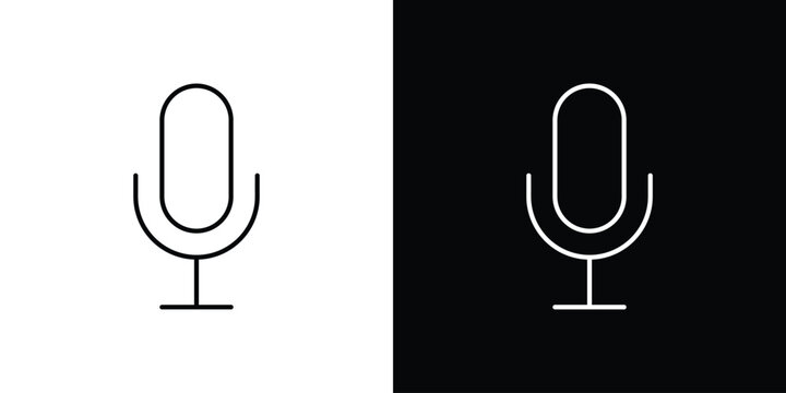 Microphone icons vector symbol with editable stroke lines for web designs