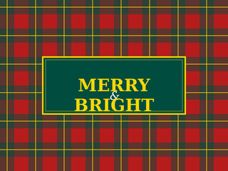 Editable text effect featuring the phrase Merry and Bright on a festive plaid background