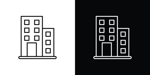 Office buildings icons vector symbol with editable stroke lines for web designs