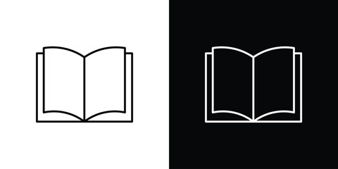 open book icons vector symbol with editable stroke lines for web designs