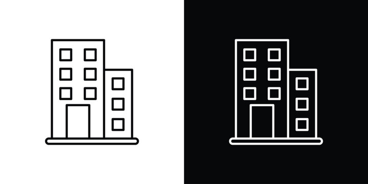 Office buildings icons vector symbol with editable stroke lines for web designs