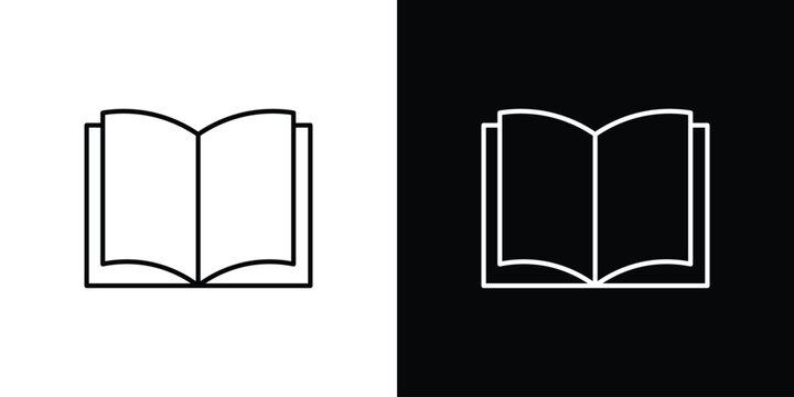 open book icons vector symbol with editable stroke lines for web designs