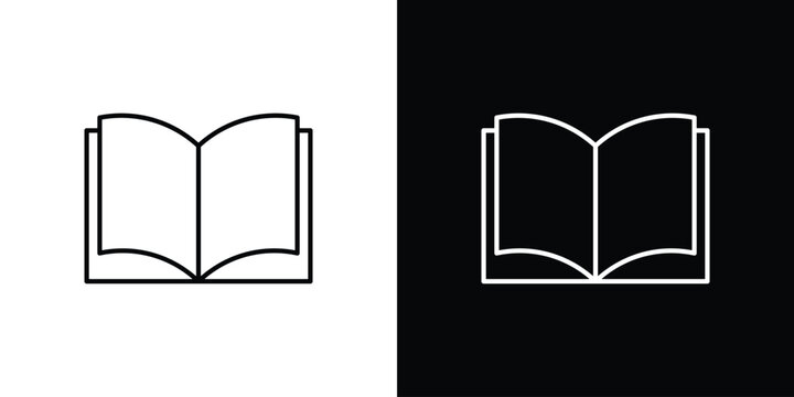 open book icons vector symbol with editable stroke lines for web designs