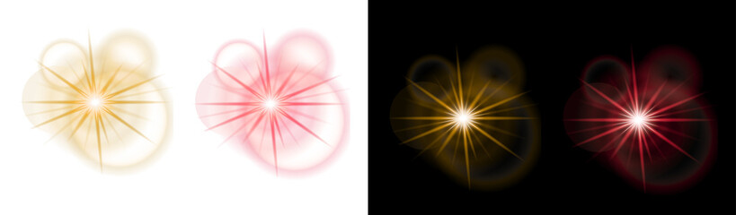 Luminous starbursts create a vibrant and dynamic effect perfect for adding a touch of magic and energy to graphic designs and digital art projects with radiant glows  © zakir