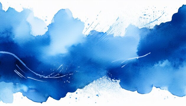 blue watercolor background on transparent