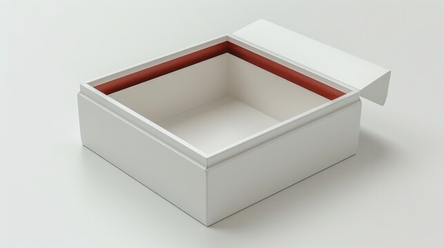 Realistic 3d rendering of opened and closed white folding gift boxes for creative presentations