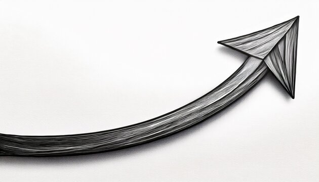 simple hand drawn upward curved arrow on white background