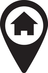 Map pin icon with a house symbol