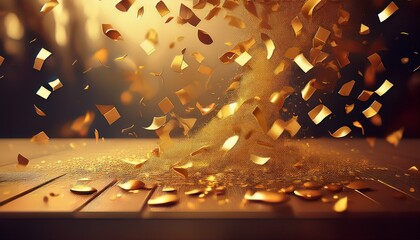 golden falling confetti