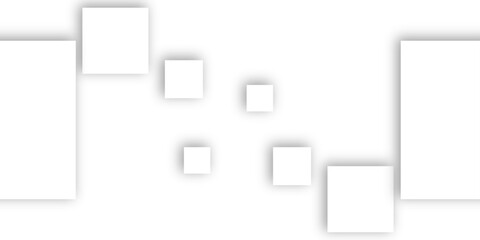 Minimal white background with small floating square blocks arranged in a gentle pattern, soft shadows and clean geometry creating a modern abstract design.