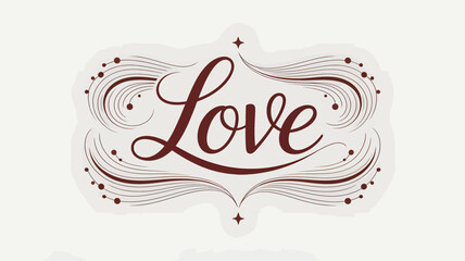 Elegant decorative frame with the word love in a beautiful flowing script a romantic silhouette design perfect for celebrations and expressions of affection