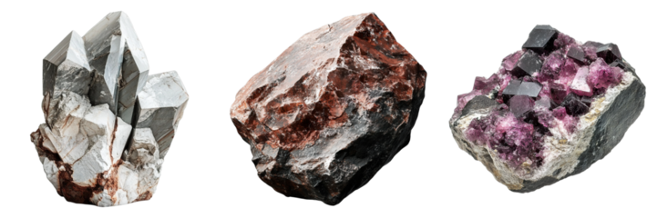 A collection of three different, colorful and unique minerals, perfect for any geology project or educational endeavor. These are some beautiful crystals.