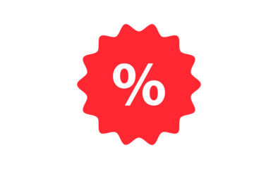 Red Discount Badge - Sale Starburst Icon with Percentage Symbol