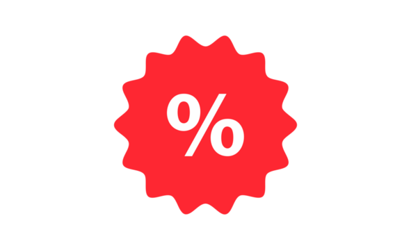 Red Discount Badge - Sale Starburst Icon with Percentage Symbol