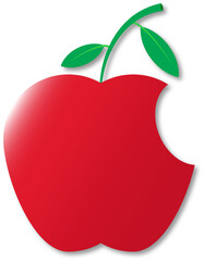 Red apple with leaf isolated on white, a fresh, healthy, and sweet fruit illustration vector icon