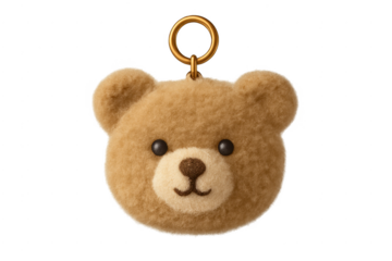 Cute teddy bear head felted wool keychain pendant