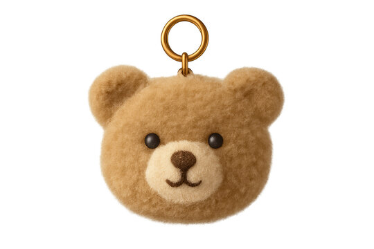 Naklejki Cute teddy bear head felted wool keychain pendant