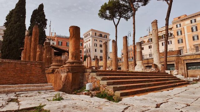 The Sacred Area of Largo di Torre Argentina in Rome, Italy, the site of Julius Caesar's assassination