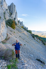  man posing in the mountains, in Serrella, Comunidad valenciana (Spain) 
