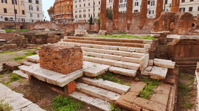 The Sacred Area of Largo di Torre Argentina in Rome, Italy, the site of Julius Caesar's assassination